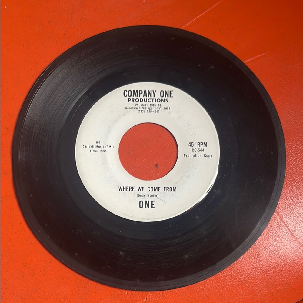 Vintage Vinyl Record 45 rpm ONE